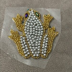 Beaded Frog Patch with Silver and Gold Accents